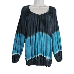 Urban X Tie Dyed Blue Top XL 1X Long Sleeve USA Fairy Grunge WhimsiGoth